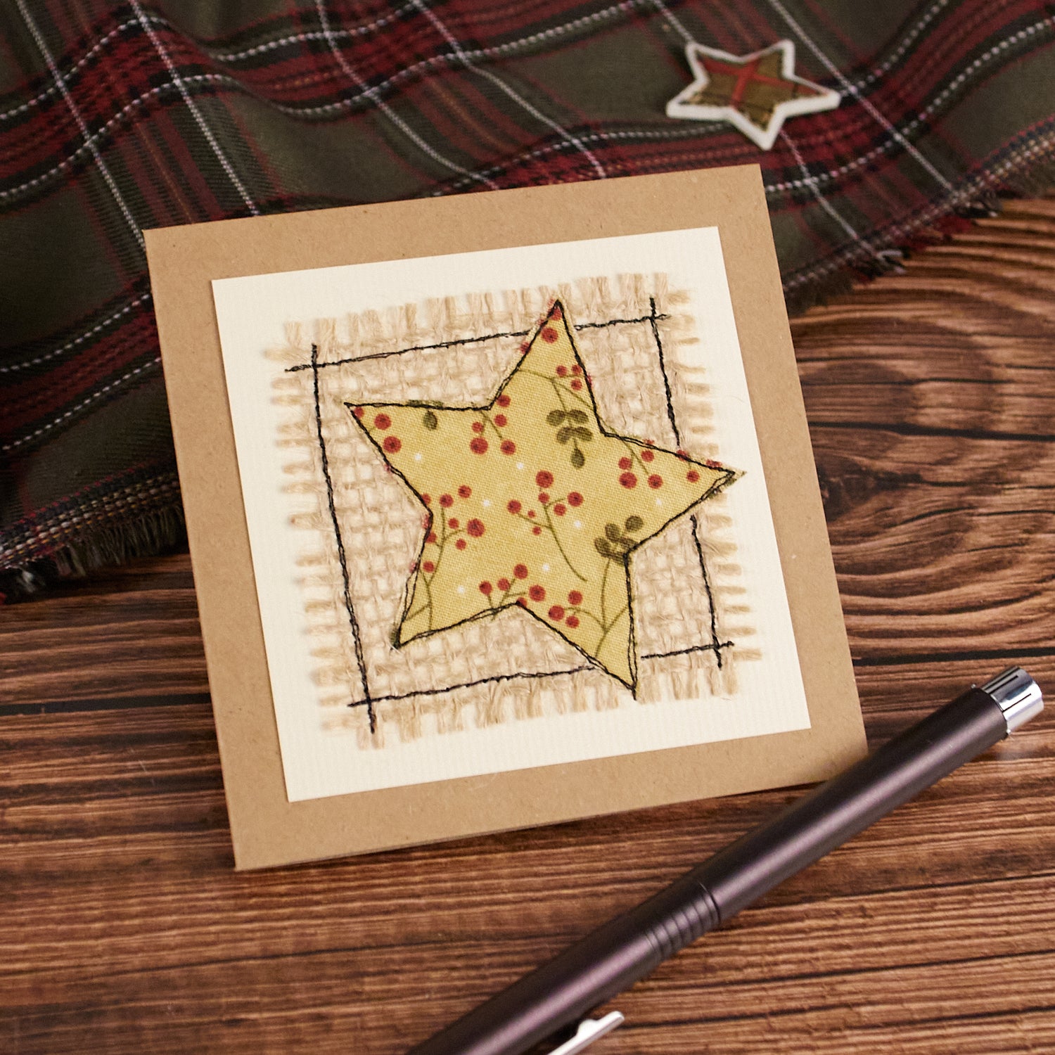 Carte de vœux brodée