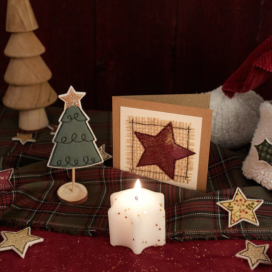 Carte de vœux brodée