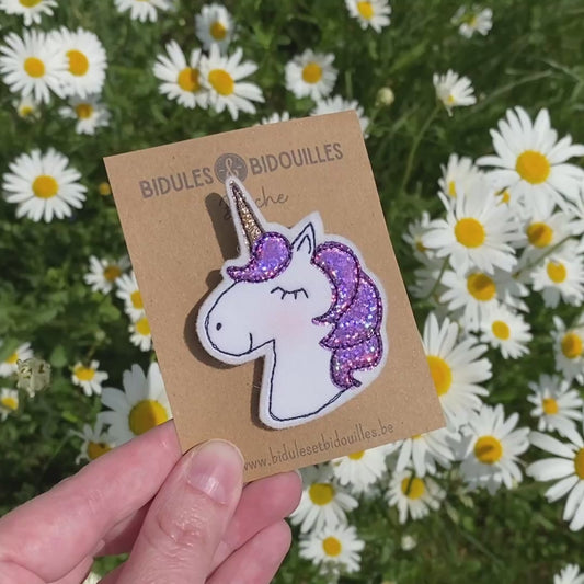 broche licorne holographique faite main en Belgique